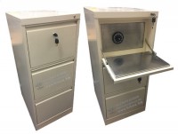 H45-860B steel cabinet, 2 filing drawers & 1 safe
